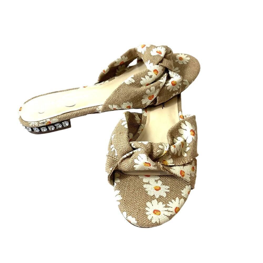 Jessica Simpson Womens Sz 9.5M Floral Print Slide Comfort Casual Studded Sandals